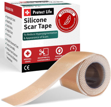 Medical-Grade Silicone Scar Tape Roll (1.6" X 118") Silicone Scar Sheets Keloid Bump Removal - Reusable Silicone Tape Scar Removal Strips, Scar Tape For Surgical Scars, C Section Scar Silicone Strips