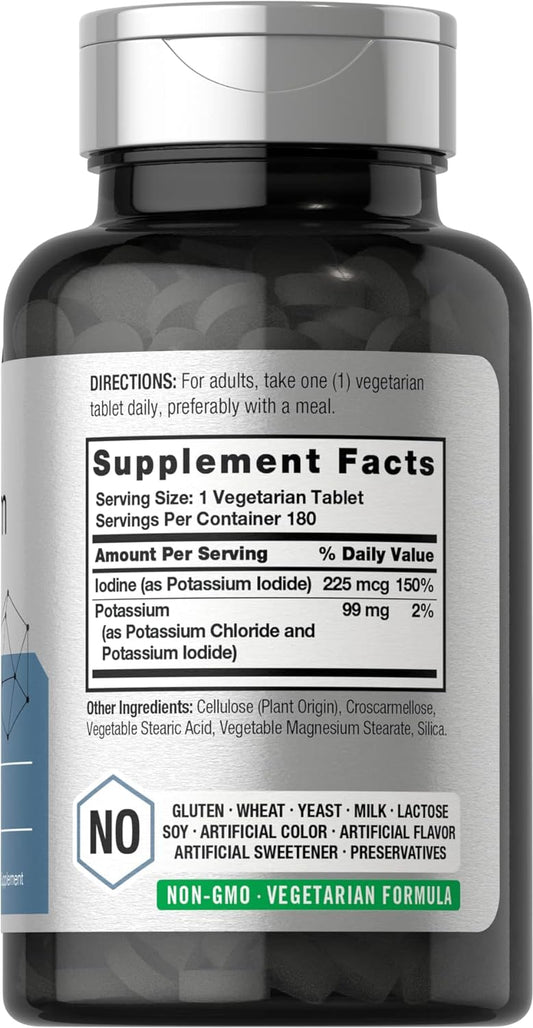 Horbäach Potassium Chloride Supplement | Plus Iodine | 180 Vegetarian Tablets | Non-Gmo And Gluten Free