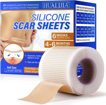 Silicone Scar Tape, Medical Grade Silicone Scar Sheets (1.6" X 75"-1.9M), Professional Scar Removal Treatment, Reusable Scar Tape For Healing Keloids, Surgeries Scars, C-Sections And Burns