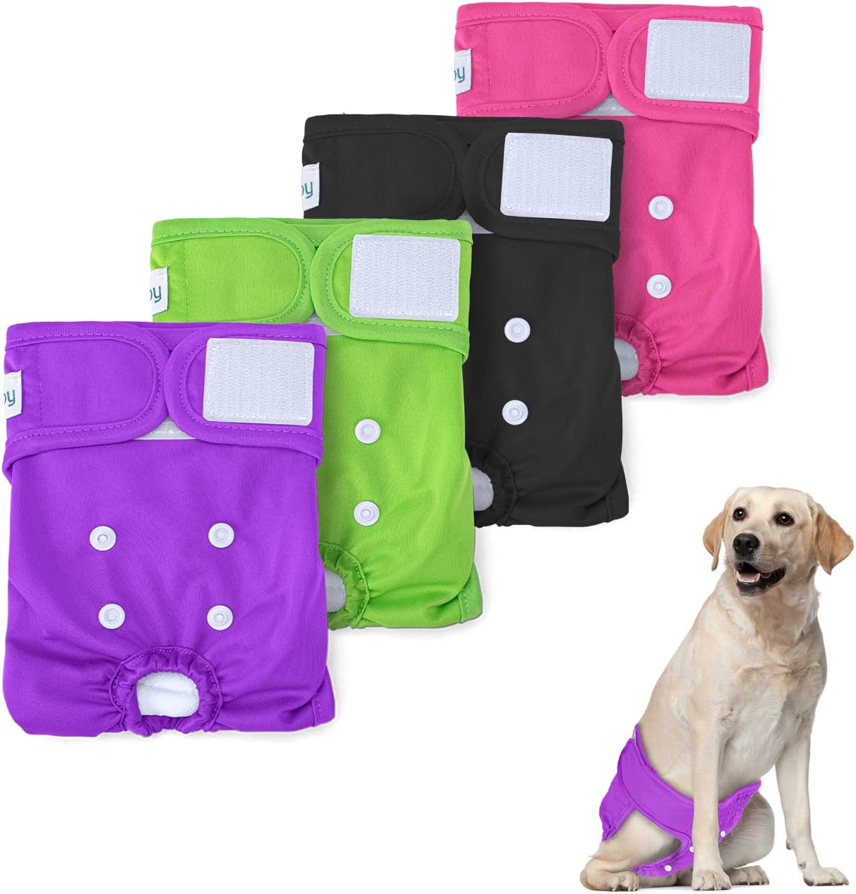 Teamoy Female Dog Diapers(Pack Of 4),Reusable Doggie Diapers For Female Dogs, Washable And Super-Absorbent, Xs