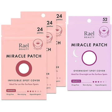 Rael Miracle Bundle - Invisible Spot Cover (72 Count), Overnight Spot Cover (52 Count)