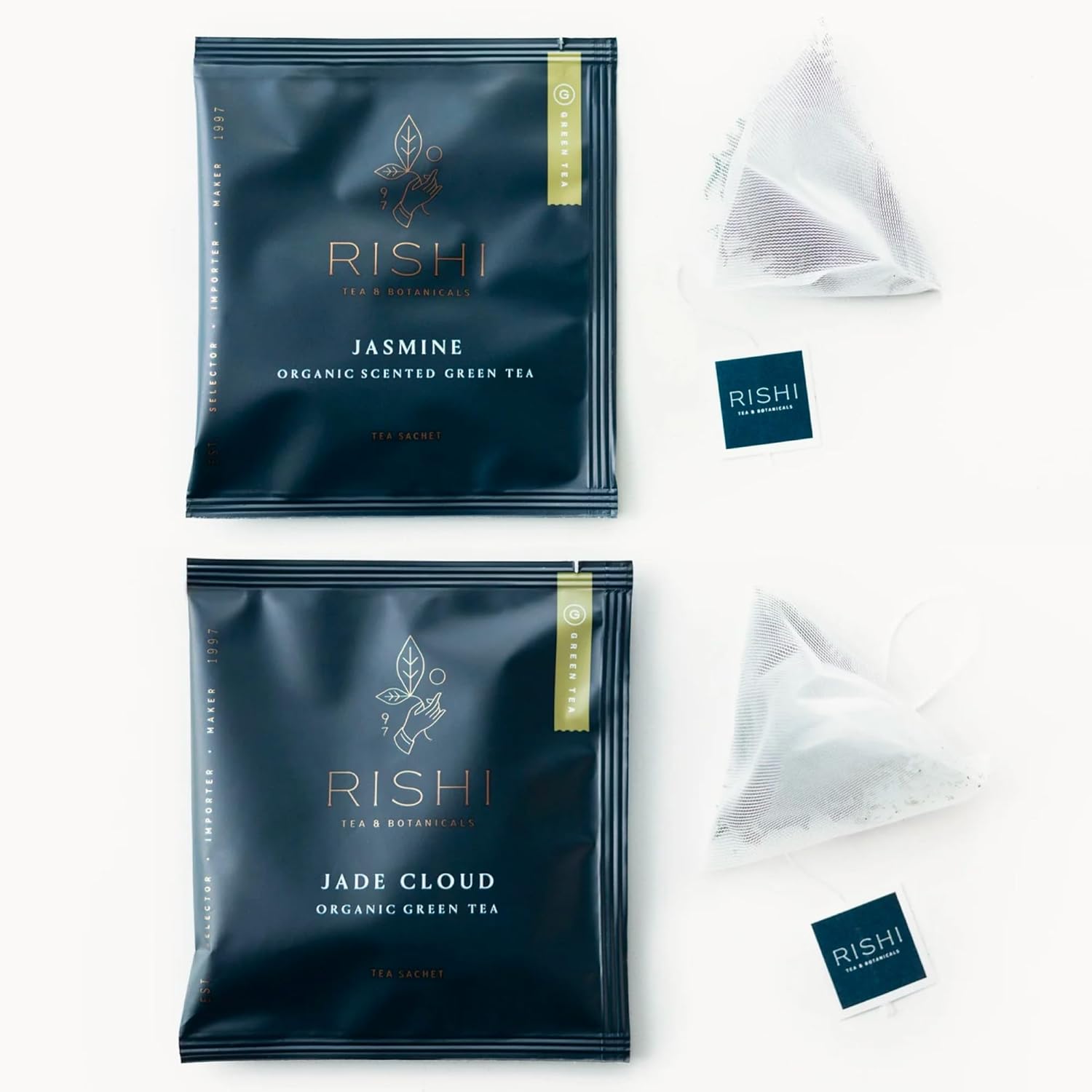 Rishi Tea Jasmine & Jade Cloud Tea - Organic Sachet Tea Bags, Certified Kosher Tea Bundle - 50 Count (Pack Of 2)
