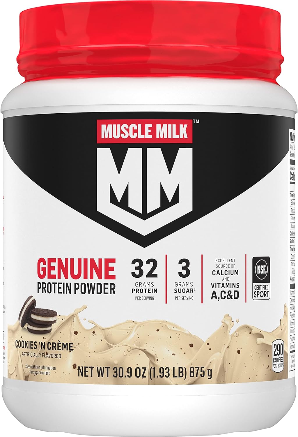 Muscle Milk Genuine Protein Powder, Cookies 'N Crme, 1.93 Pounds, 12