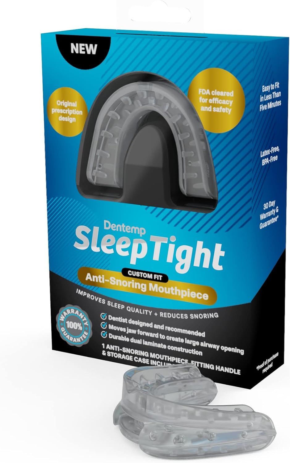 Dentemp SleepTight Mouthpiece ? Anti Snoring Device - Custom Fit Snoring Mouthguard for a Sleep Apnea - Device Designed by Dentist and Made in USA 1pk