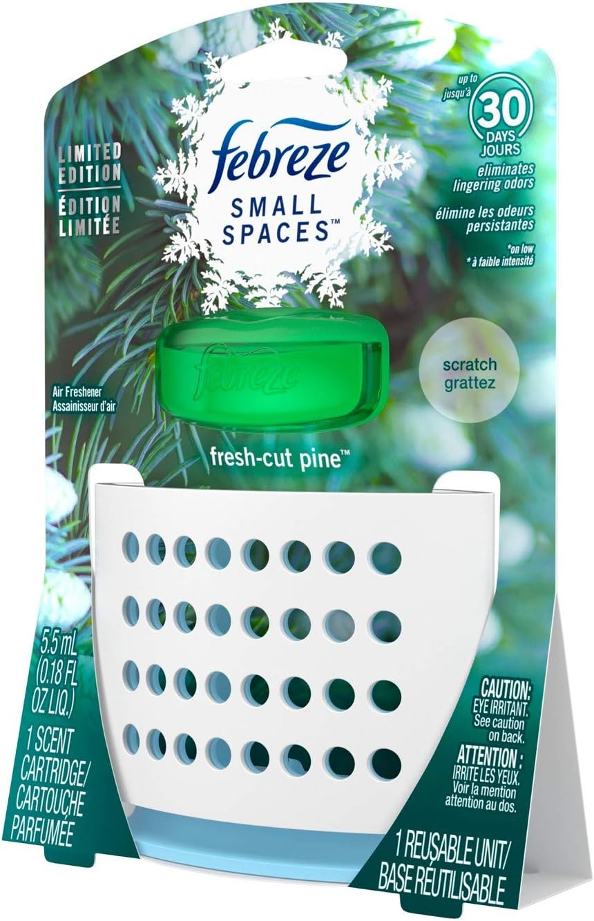 Febreze Small Spaces Air Freshener - Holiday Collection 2018 - Fresh-Cut Pine - Net Wt. 0.18 FL OZ (5.5 mL) Per Package - Pack of 3 Packages : Health & Household