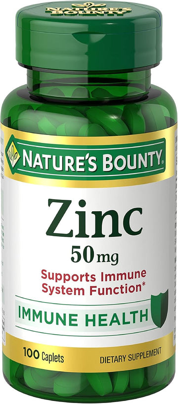 Nature'S Bounty Zinc, Supports Immune System Function, Dietary Supplement, 50 Mg, Caplets, 100 Ct