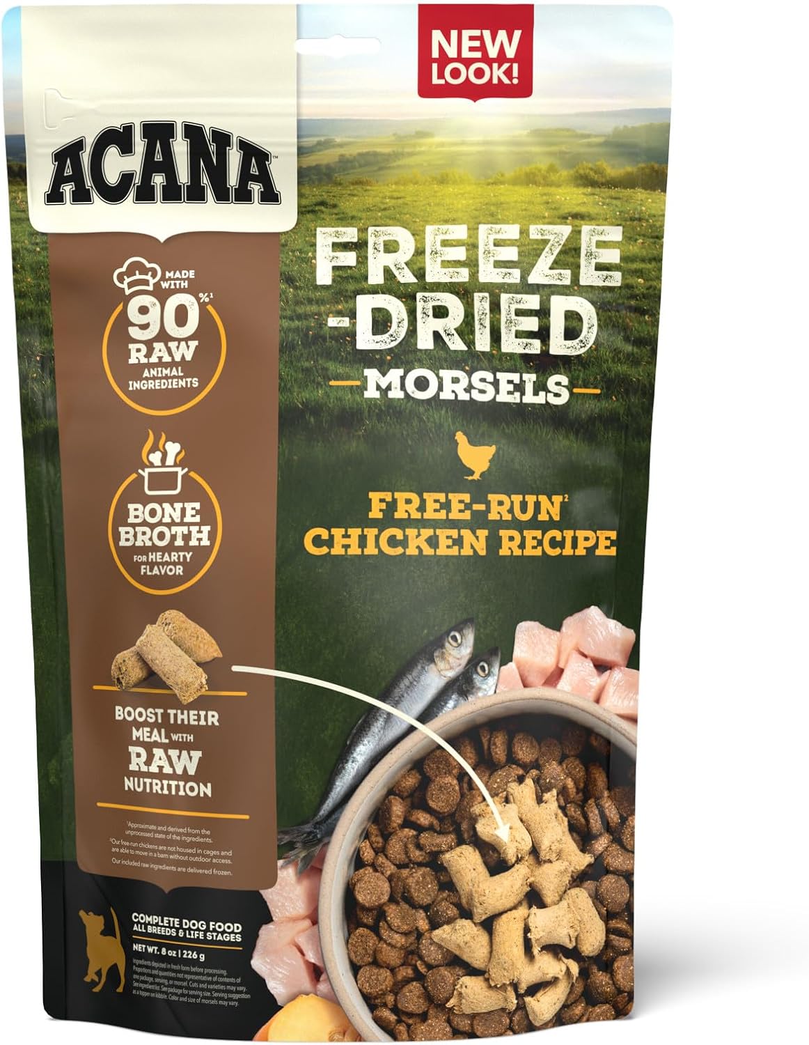 Acana Freeze Dried Dog Food Meal & Topper, Grain Free High Protein Free-Run Chicken Recipe, 8Oz