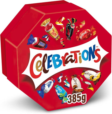 Celebrations Chocolate Gift Box, 385G Assorted Chocolates Snack Box With Mini Chocolate Bars & Biscuits