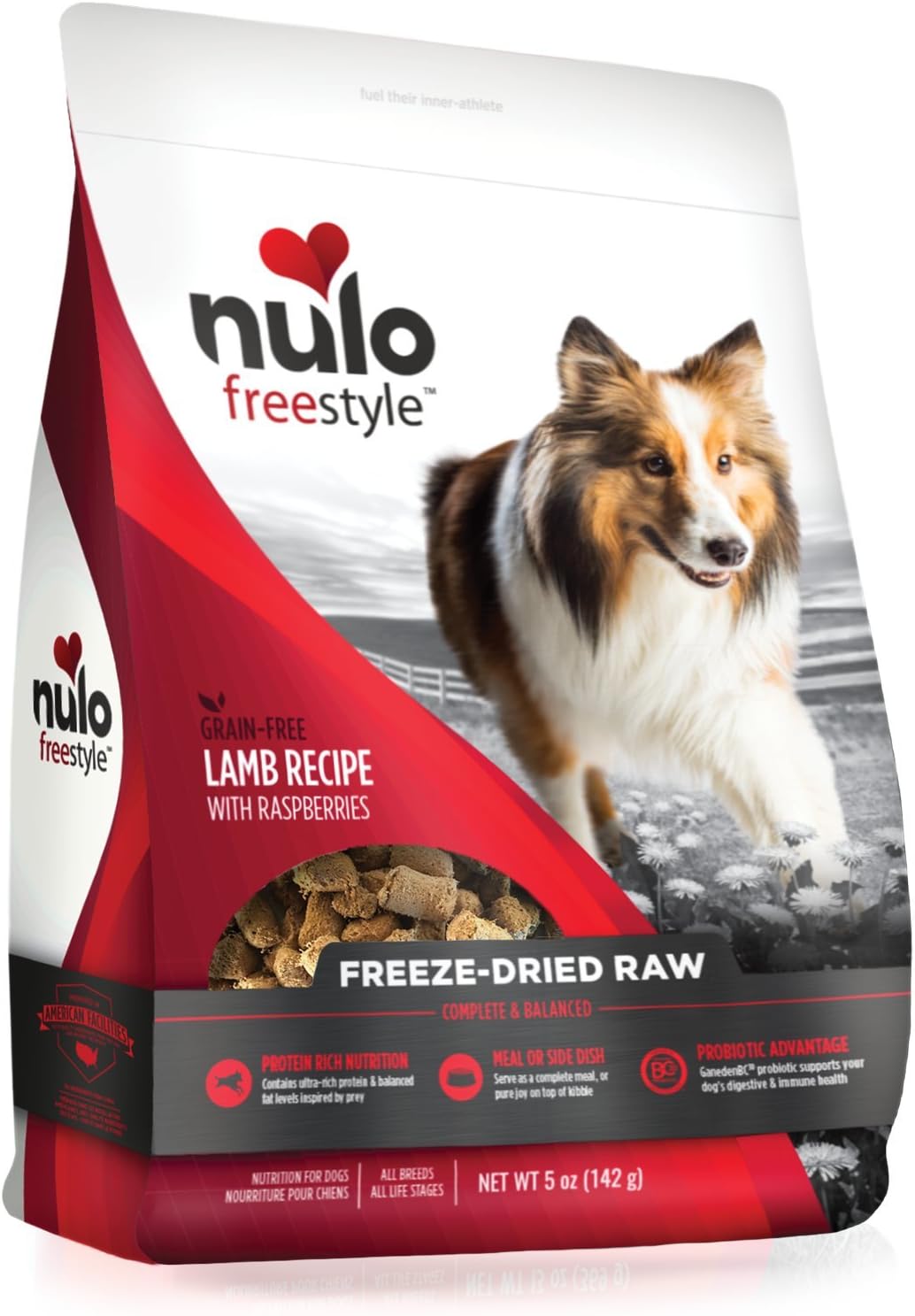 Nulo Freeze Dried Raw Dog Food Variety Pack: Natural Grain Free Formula with GanedenBC30 Probiotics for Digestive & Immune Health - All Ages & Breeds - 3 x 5oz Bags (Beef, Lamb, Duck) : Pet Supplies