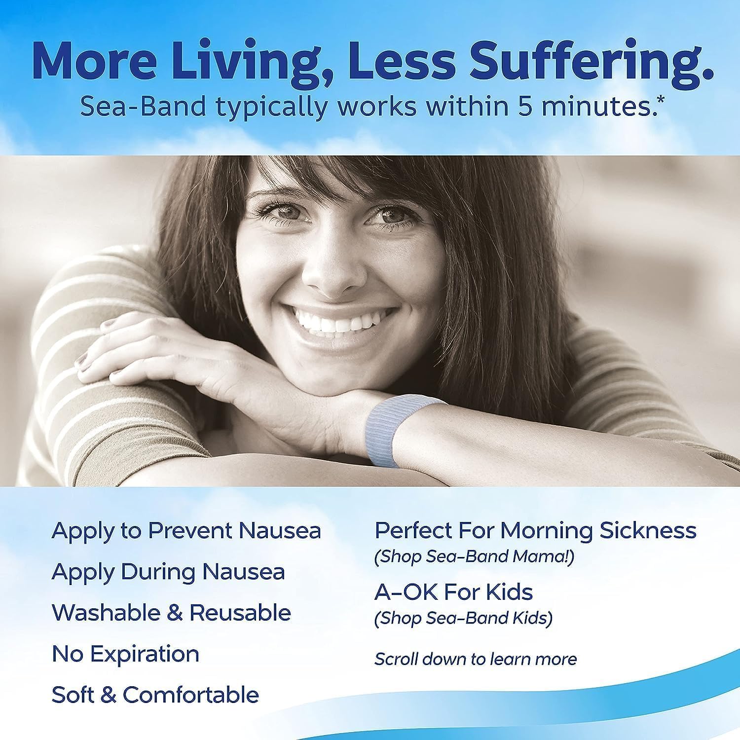 Sea-Band Anti-Nausea Acupressure Wristband For Motion & Morning Sickness, 1 Pair, Black : Sports & Outdoors