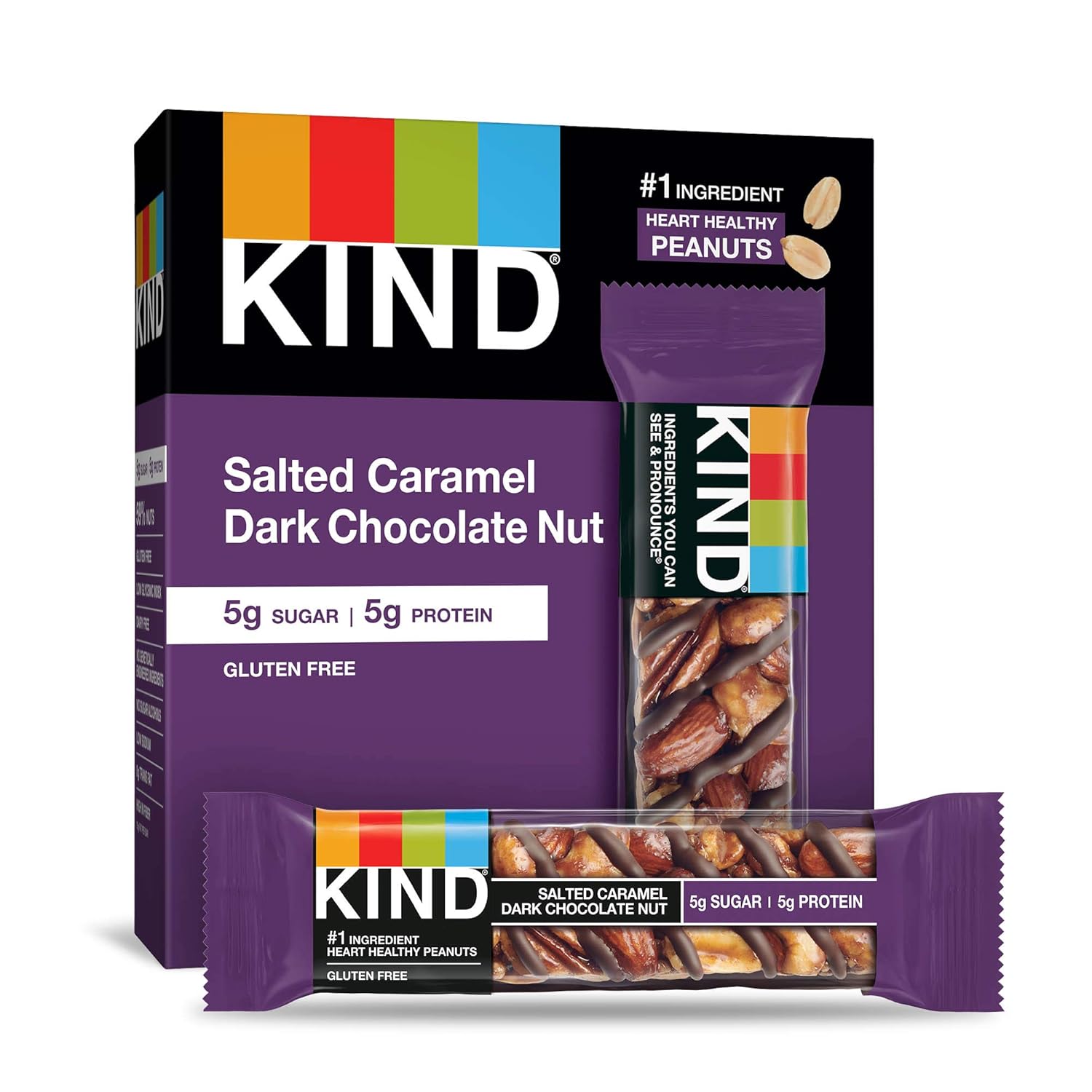 Kind Nut Bars, Salted Caramel Dark Chocolate Nut, 1.4 Ounce, 60 Count, Gluten Free, 5G Sugar, 6G Protein