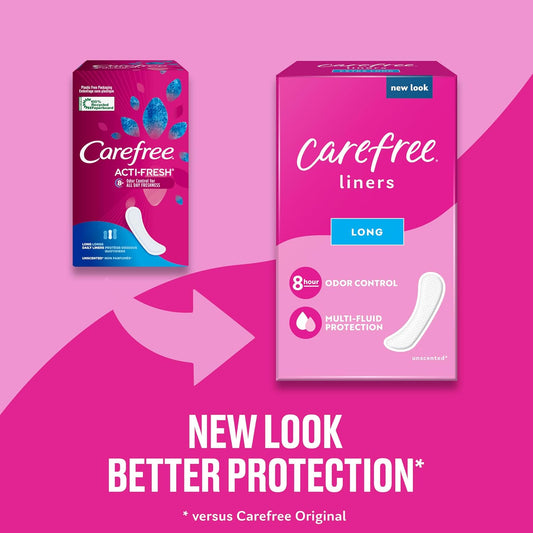 Carefree Panty Liners, Long Liners, Unwrapped, Unscented, 92ct (Packaging May Vary)