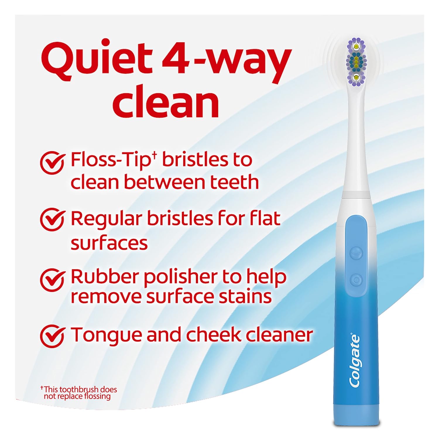 Colgate 360 Floss Tip Sonic Powered Battery Toothbrush, 2 Pack with Floss Tip Refill Heads : Health & Household