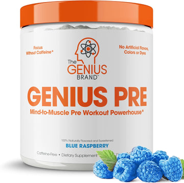 Genius Pre Workout Powder, Blue Raspberry - All-Natural Nootropic Pre-