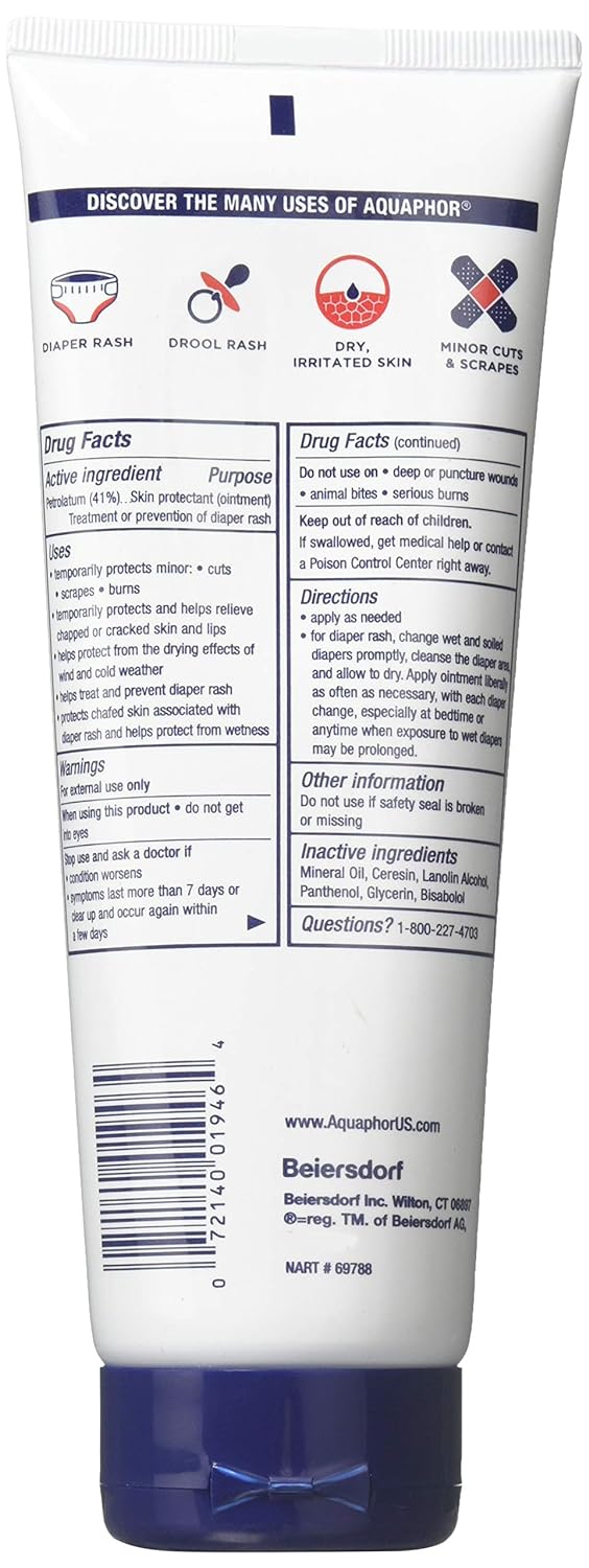 Aquaphor Baby Healing Ointment Advanced Therapy 7 Ounce Tube (207ml) (2 Pack) : Baby