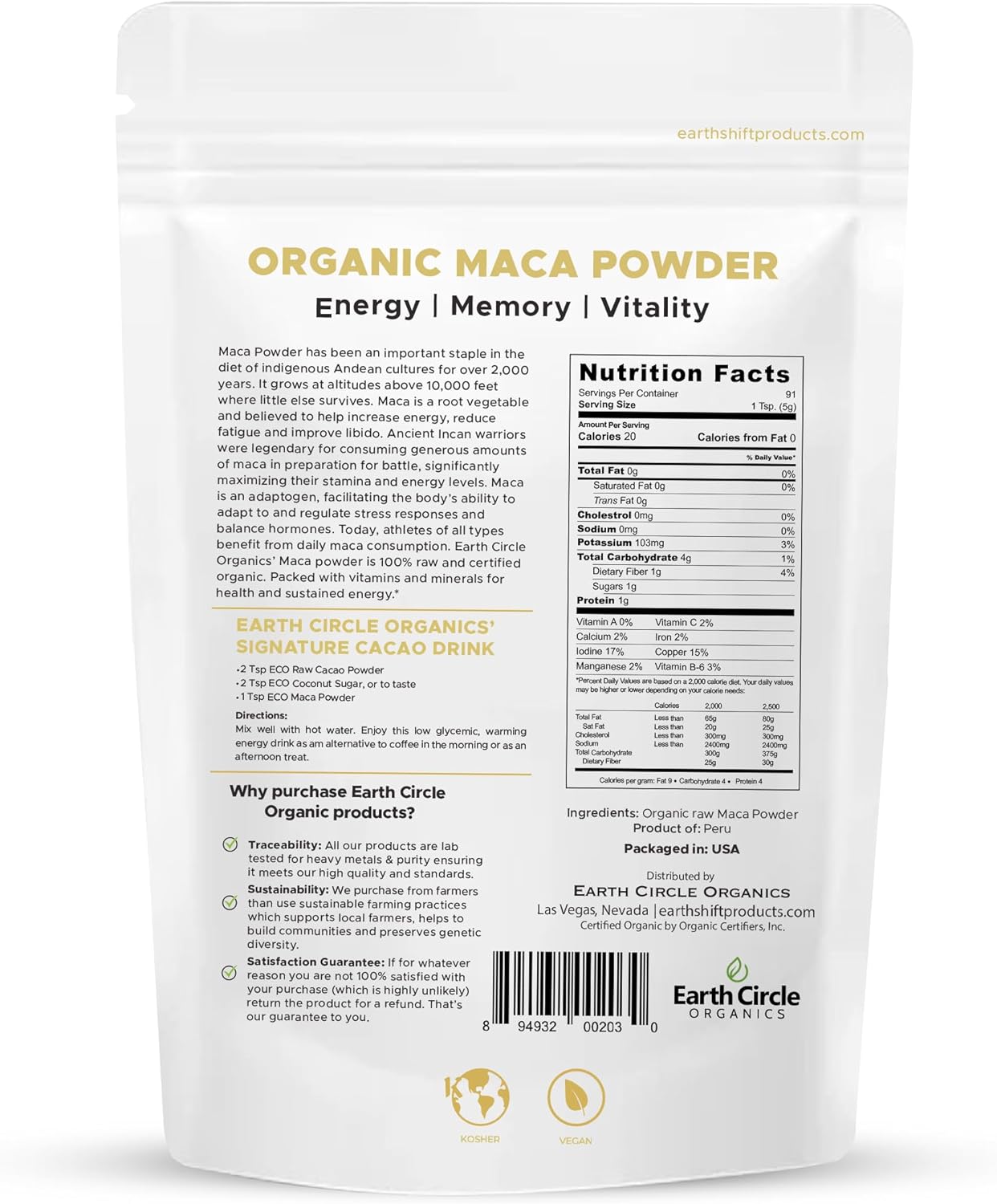 Organic Yellow Maca Root Powder, Natural Superfood, Helps with Energy, Weight, and Women's Fertility - USDA & Vegan Certified - 1 Pound : Health & Household