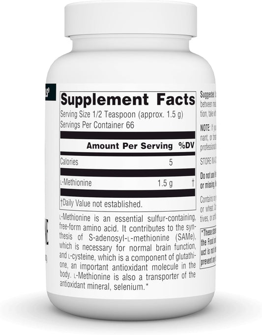 Source Naturals L-Methionine Free Form Powder - Amino Acid Supplement - 100 Grams