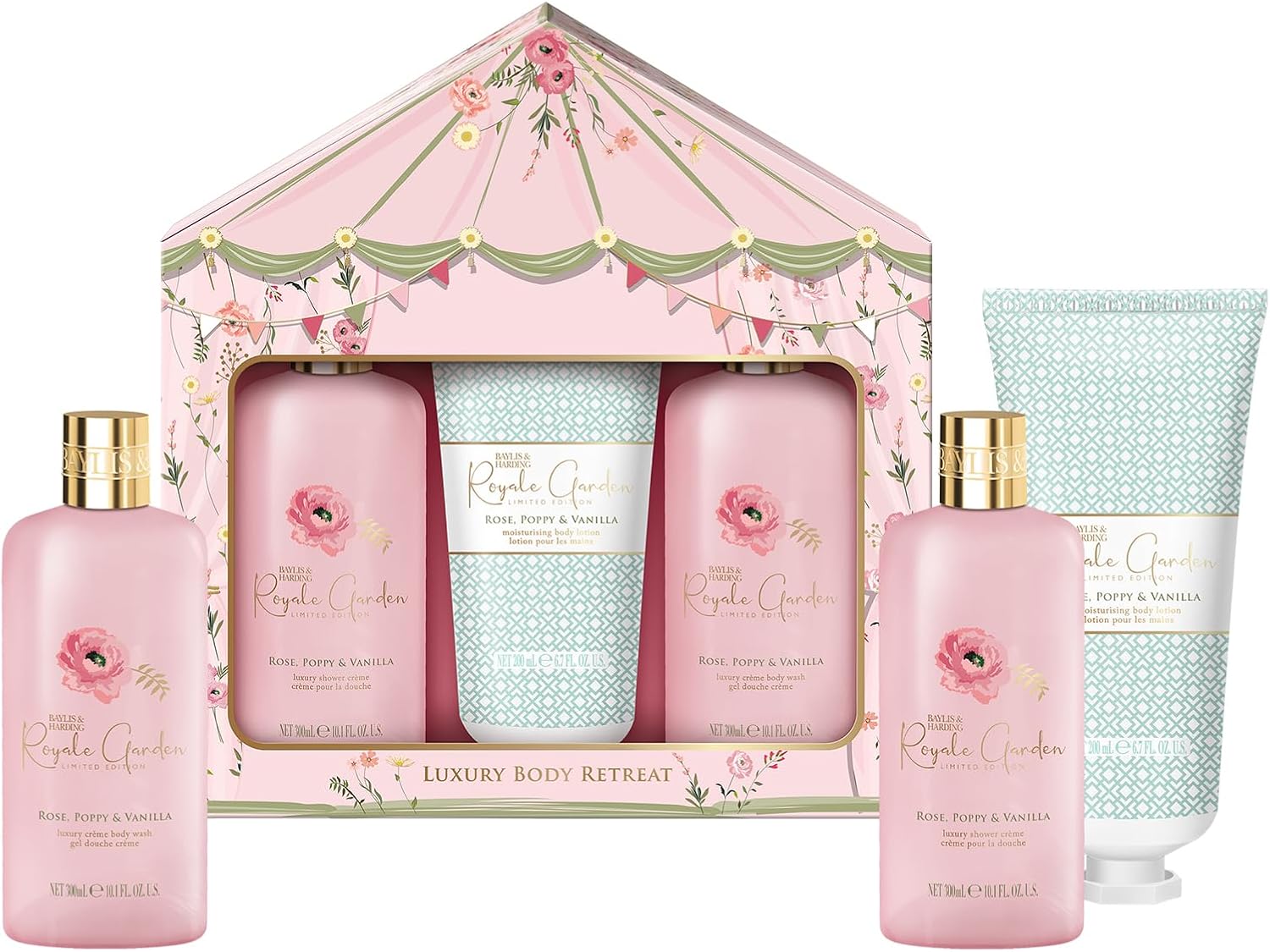 Baylis & Harding Royale Garden Rose, Poppy & Vanilla Luxury Wash Bag Gift Set (Pack Of 1) - Vegan Friendly