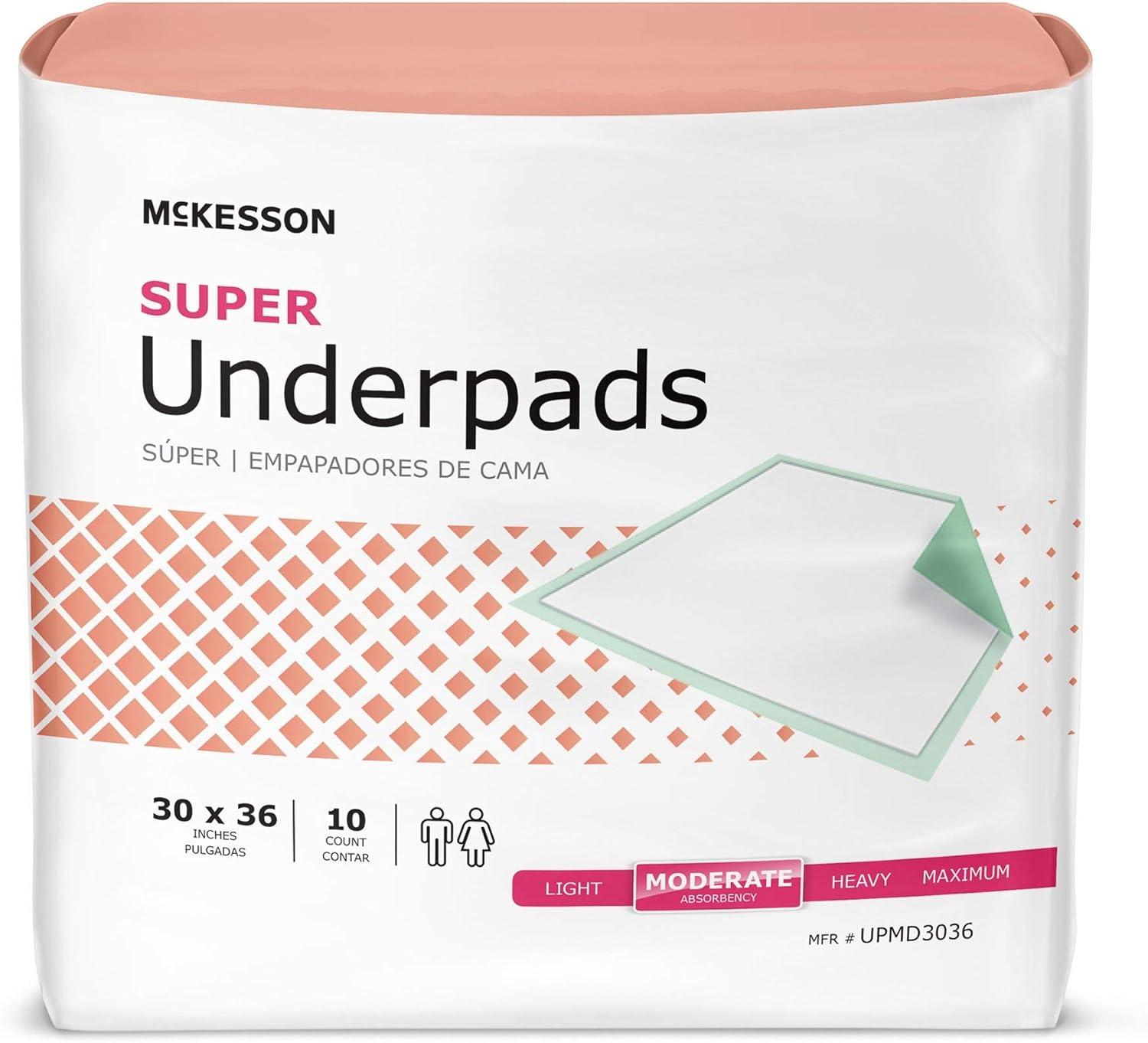 McKesson Upmd3036 - Upad Med Absorb 30X36, 10 Count, Unisex, Incontinence Protector