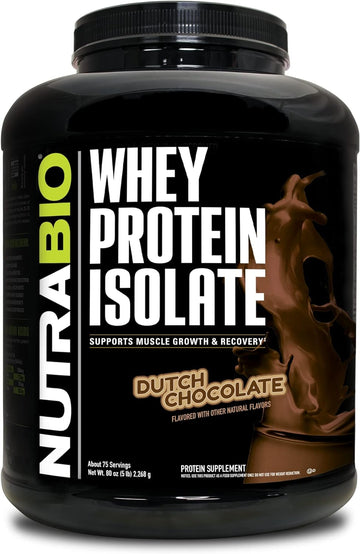 NutraBio Whey Protein Isolate Supplement ? 25g of Protein Per Scoop with Complete Amino Acid Profile - Soy and Gluten Free Protein Powder - Zero Fillers and Non-GMO - Dutch Chocolate - 5 Lbs