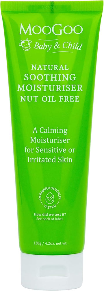 Moogoo Baby Soothing Moisturiser Nut Oil Free - Gentle & Hypoallergenic With 10% Msm For Sensitive, Irritated & Delicate Skin, Paediatrician Approved, For All Ages, 120G / 4.2 Oz