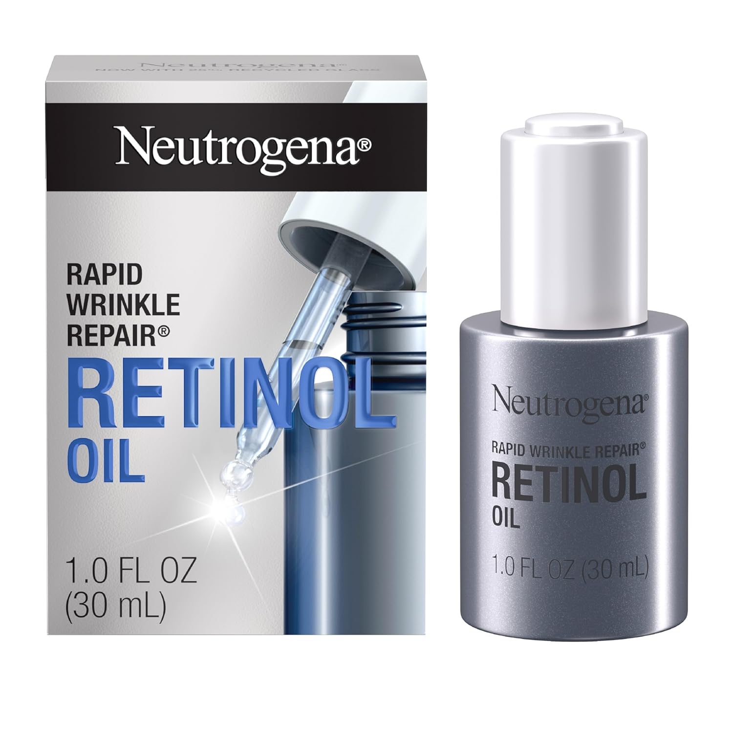 Neutrogena Retinol Face Oil .3% Concentrated, Rapid Wrinkle Repair, Daily Anti-Aging Face Serum To Fight Fine Lines, Deep Wrinkles, & Dark Spots, 1.0 Fl. Oz