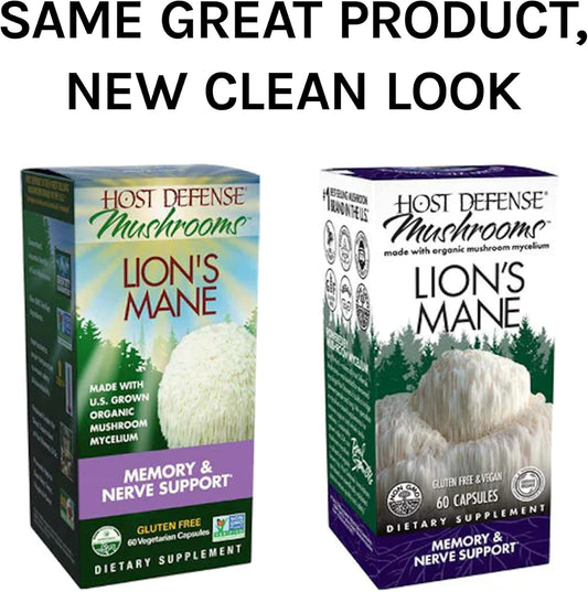 Host Defense, Lion's Mane Capsules, Promotes Mental Clarity, Focus and Memory, Mushroom Supplement, 60 Count