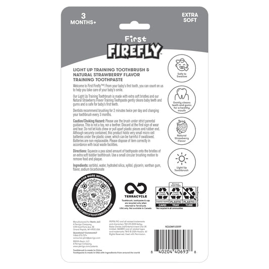 Firefly First Peppa Pig Training Kit, Light Up Toothbrush With Extra Soft Bristles And Natural Strawberry Flavor Training Toothpaste, 1.75 Oz