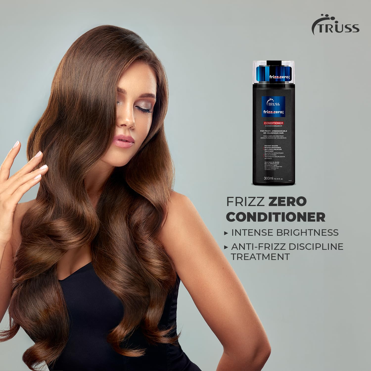 TRUSS Frizz Zero Conditioner - For Frizzy Hair - Anti Frizz, Anti Humidity Formula Protects Against Moisture While Providing Volume And Shine And Free Of Split Ends : Beauty & Personal Care