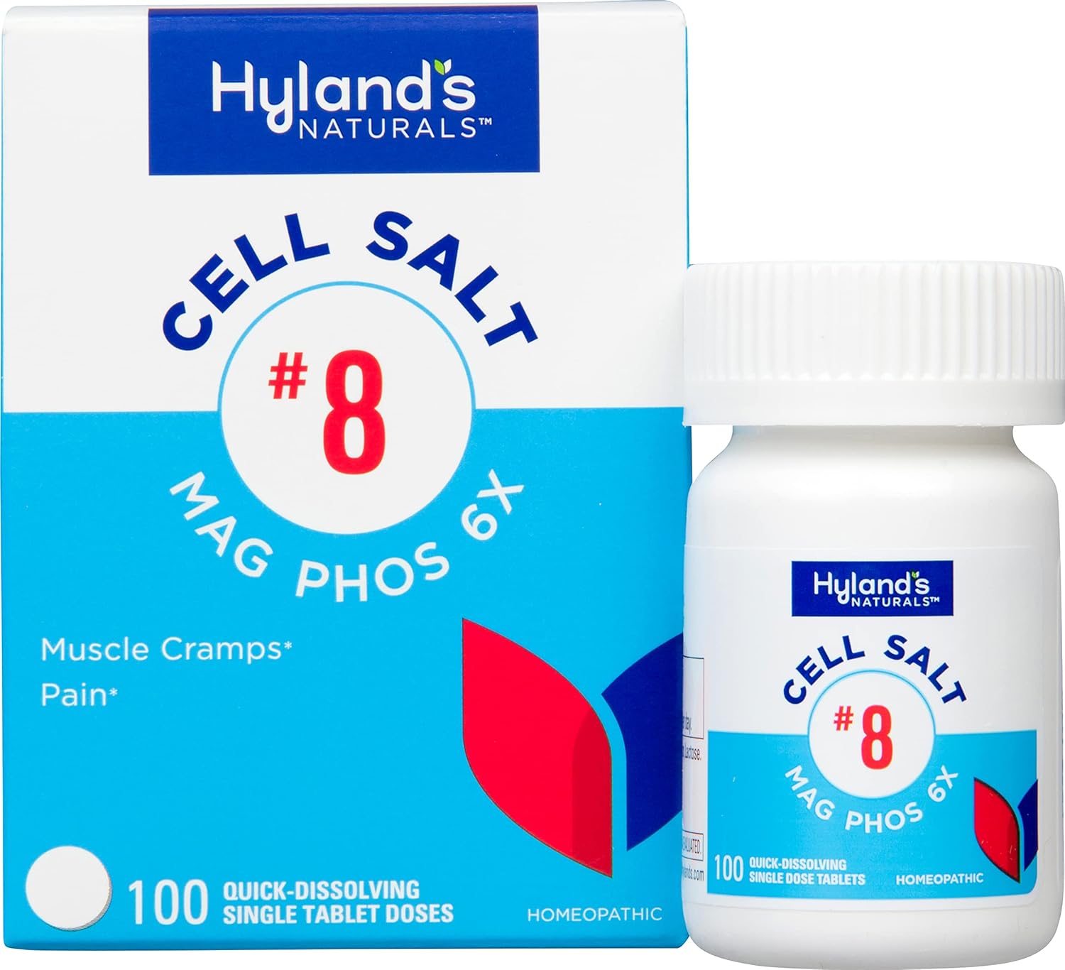 Hyland'S No. 8 Cell Salt Mag Phos 6X, Pms Relief, Natural Homeopathic Relief Of Menstrual Pain And Muscle Cramp Symptoms, Muscle Relaxer, Quick Dissolving Tablets, 100 Count