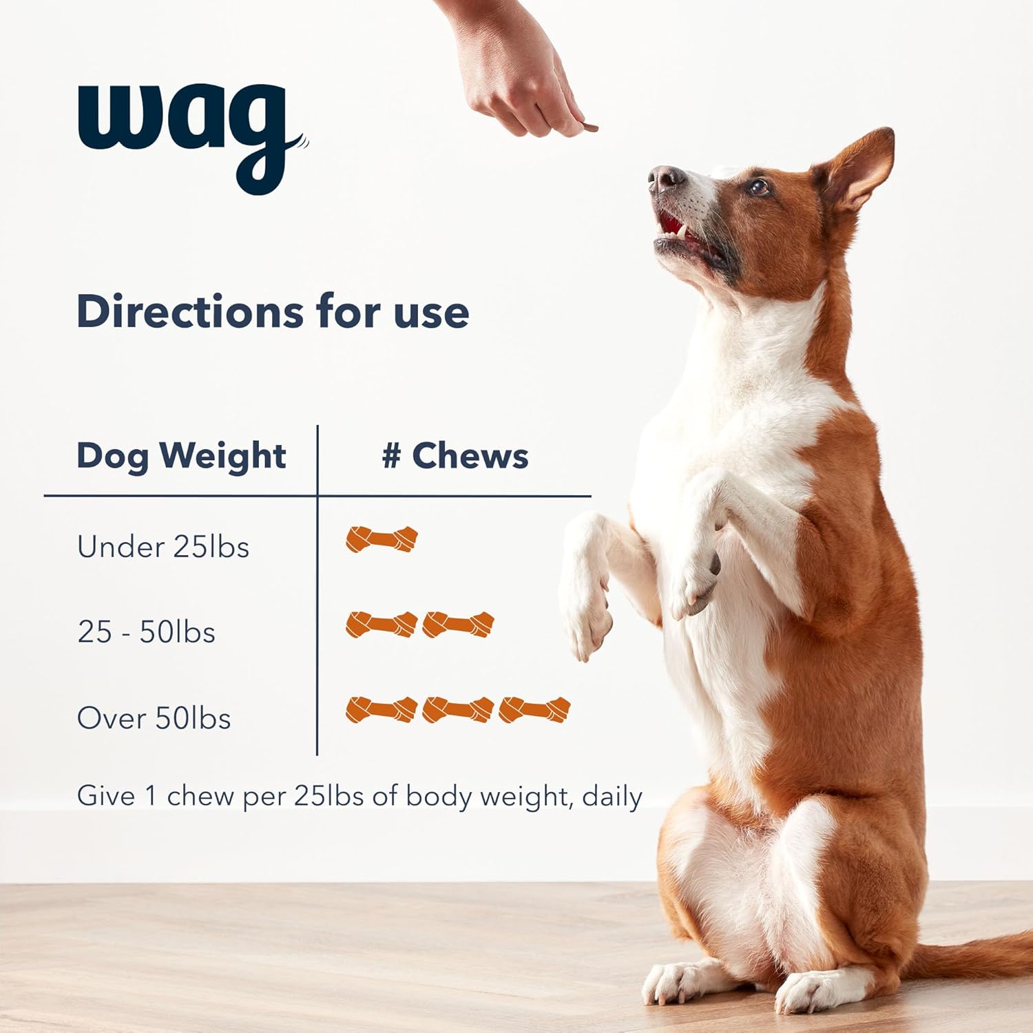 Amazon Brand - Wag Probiotic Supplement Chews for Dogs, Natural Duck Flavor, 90 count