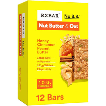 Rxbar Nut Butter And Oat Protein Bars, Protein Snacks, Snack Bars, Honey Cinnamon Peanut Butter, 23.2Oz Box (12 Bars)