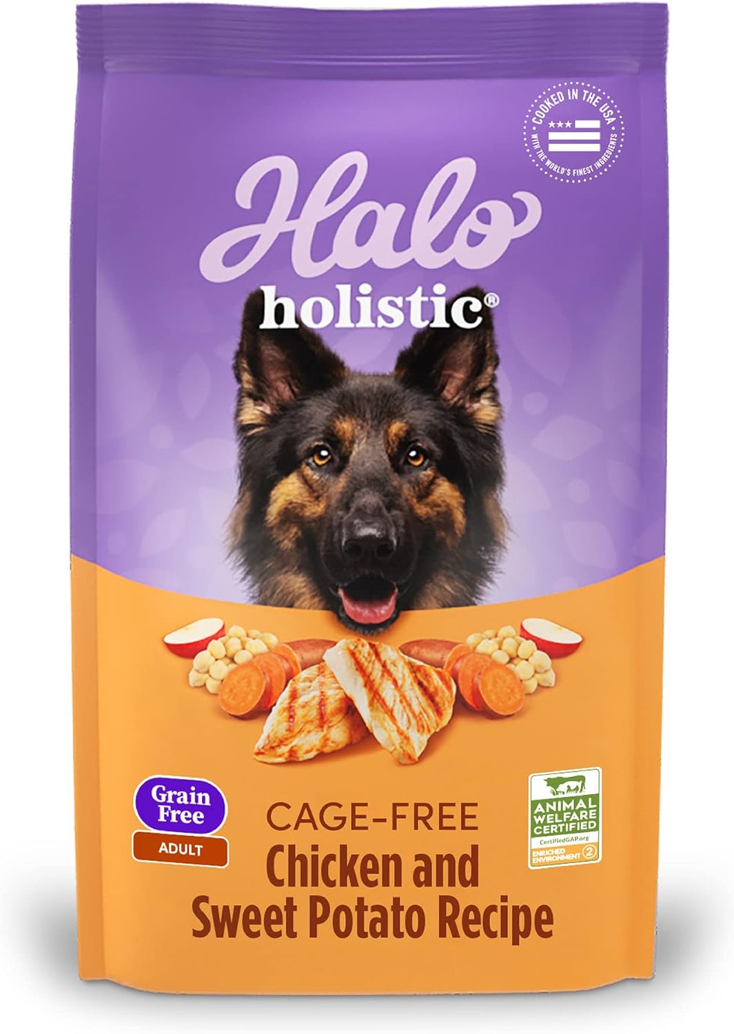 Halo Holistic Adult Dog Grain Free Cage-Free Chicken & Sweet Potato Recipe 10 Lb Bag