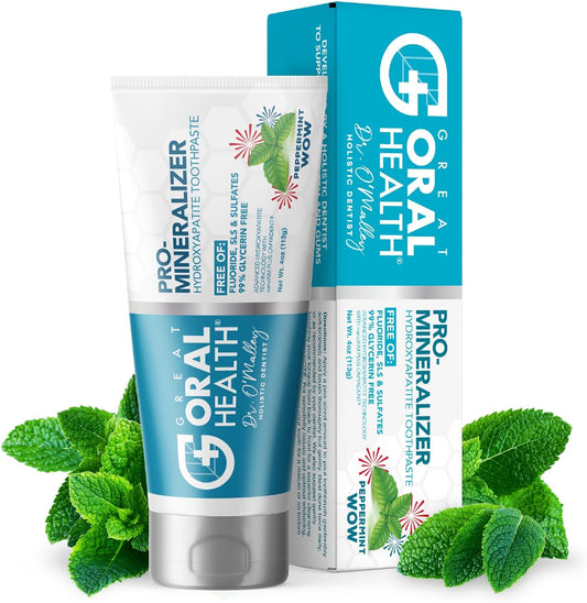 Great Oral Health Dentist Formulated Trio Bundle - Remineralizer Nano-Hydroxyapatite Peppermint Toothpaste - Mint Oral Probiotics For A Healthy Microbiome- Orarestore Oral Health Essential Oil Blend