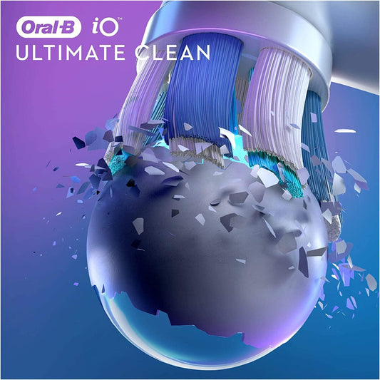Oral-B Io Ultimate Clean Electric Toothbrush Head, Twisted & Angled Bristles For Deeper Plaque Removal, Pack Of 2 Toothbrush Heads, White