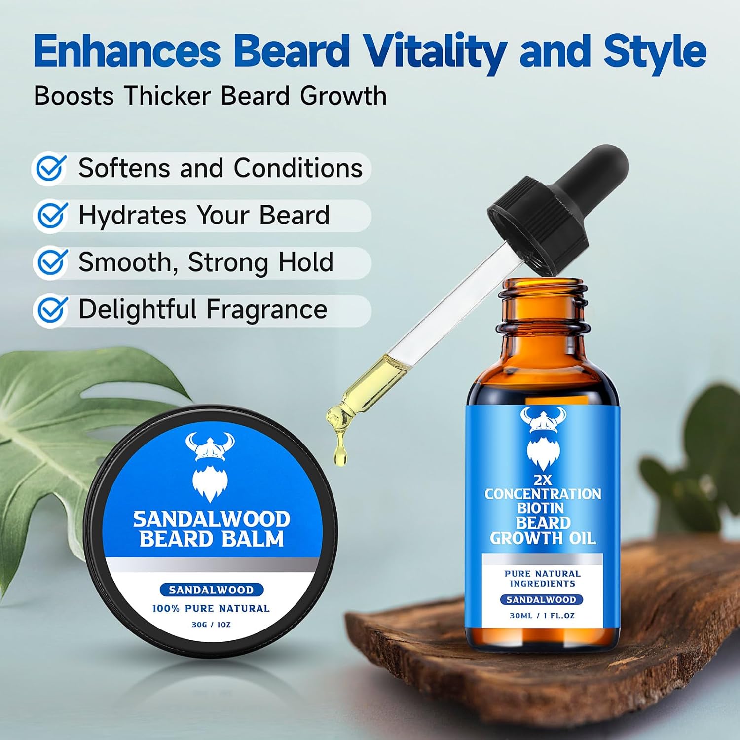 Mistysprite Beard Growth Kit - 2X Concentration Biotin For Men, Natural Argan, Jojoba Oils And Vitamins (Cedarwood) : Beauty & Personal Care