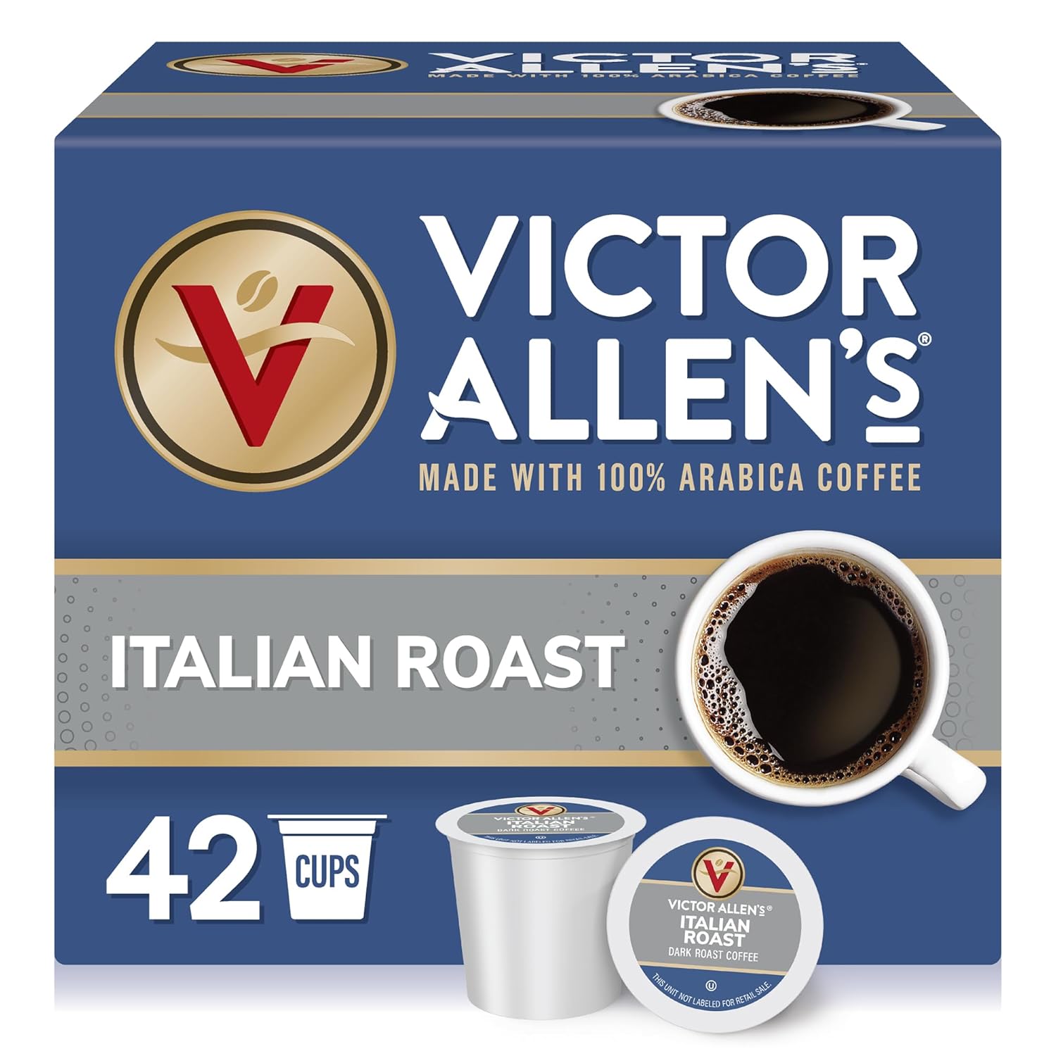 Victor Allen'S Coffee Italian Roast, Dark Roast, 42 Count, Single Serve Coffee Pods For Keurig K-Cup Brewers