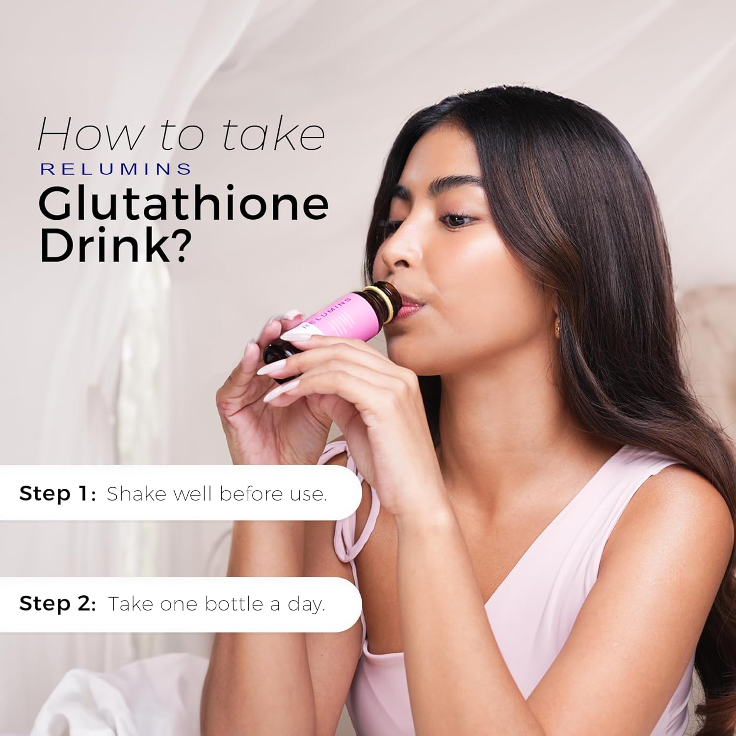 Relumins Glutathione Drink - Helps Promote Brighter And Firm Skin, Boosts Collagen Content, Moisture For A Younger Looking Skintone - Pomegranate Flavor, 50Ml X 10 Gluta Shot Bottles : Health & Household