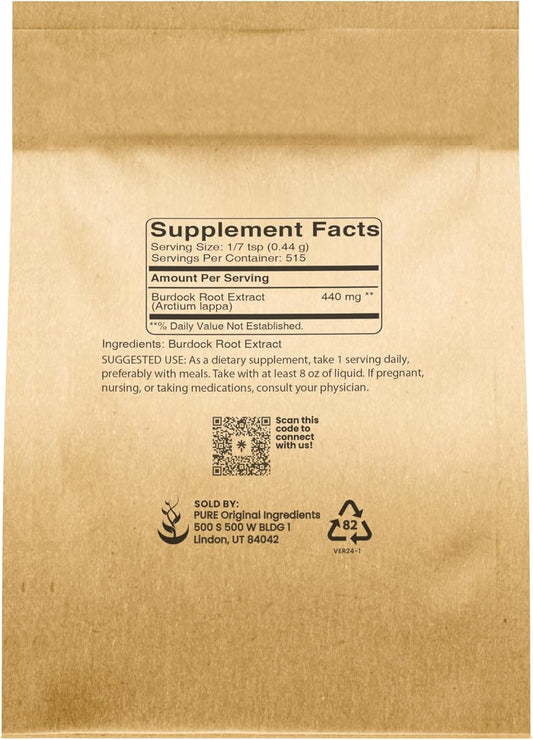 Pure Original Ingredients Burdock Root Extract (8 Oz) Lab-Verified, Non-Gmo