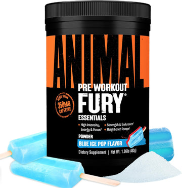 Animal Fury Pre Workout Powder – Blue Ice Pop, 350Mg Caffeine, Bcaa Amino Acids, 2G Beta Alanine, Citrulline & Tyrosine, Energy, Focus, Strength, Endurance, Preworkout For Men & Women, 30 Servings