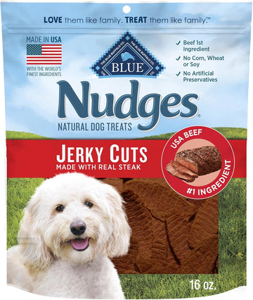 Blue Buffalo Nudges Jerky Cuts Dog Treats, Made In The Usa With Natural Ingredients, Steak, 16-Oz. Bag