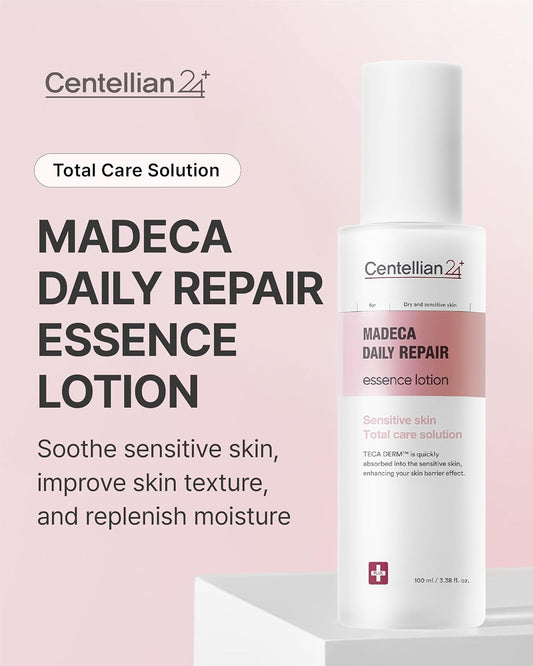 Centellian 24 Madeca Daily Repair Essence Lotion (3.38Fl Oz) - Deep Hydration & Soothing For Sensitive Skin, Lightweight, Non-Irritating, Korean Skin Care. Teca Derm, Centella Biome Water