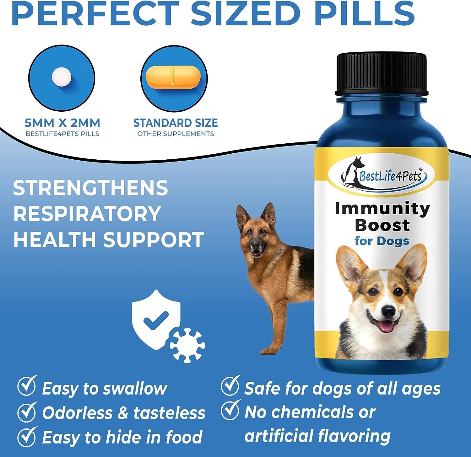 Immunity Boost for Dogs Supplement – Strengthens Respiratory Health Support - Natural Dog Vitamins and Supplements - All Natural, Easy to take Pills