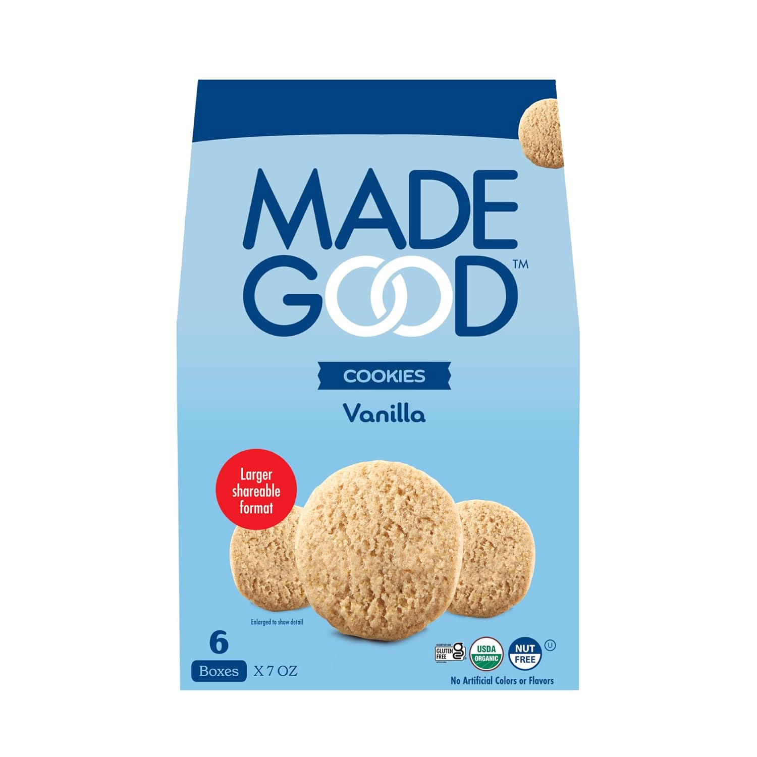 Madegood Vanilla Cookies (6 Boxes, 7Oz Each) Organic, Improved Taste & Texture