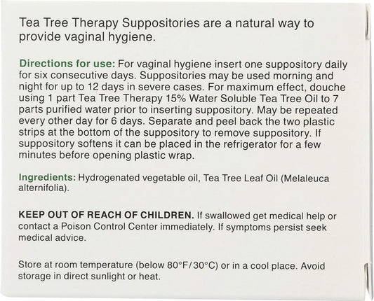 Tea Tree Therapy - Suppository with Tea Tree Oil For Vaginal Hygiene (2-Pack of 6)