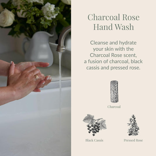 Archipelago Botanicals Charcoal Rose Liquid Hand Soap, Moisturizing Daily Hand Wash With Soap Pump, Kitchen Or Bathroom Hand Soap, 17.0 Fl. Oz