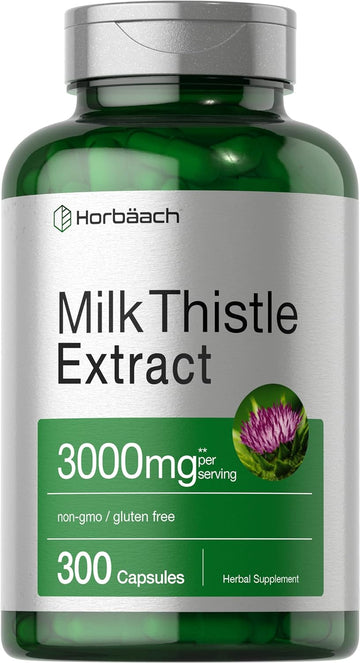 Horbach Milk Thistle Extract | 3000mg | 300 Capsules | Non-GMO, Gluten Free Supplement