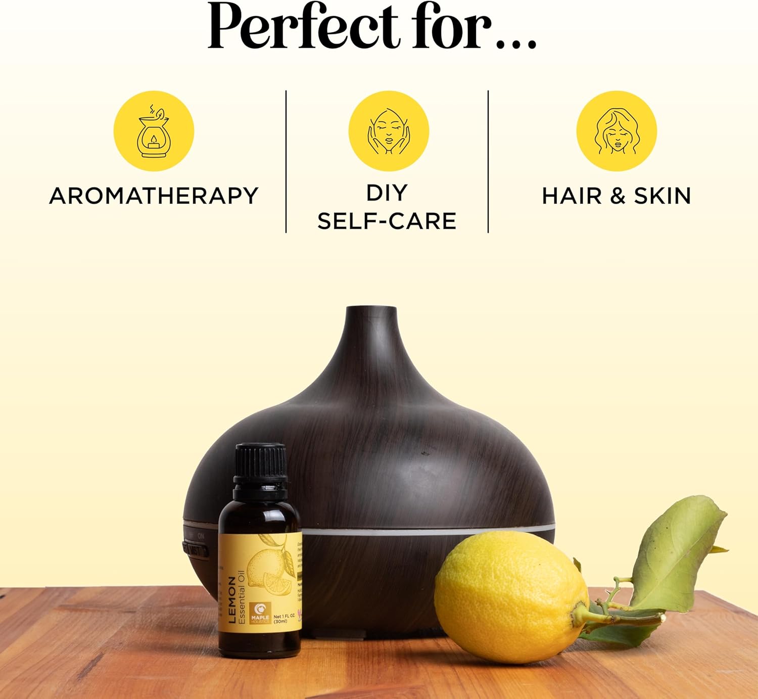 Pure Aromatherapy Lemon Essential Oil - Refreshing Lemon Oil Essential Oil for Hair Skin and Nails Plus Aromatherapy Essential Oil for Diffusers for Home and Travel - Cleansing Citrus Essential Oil