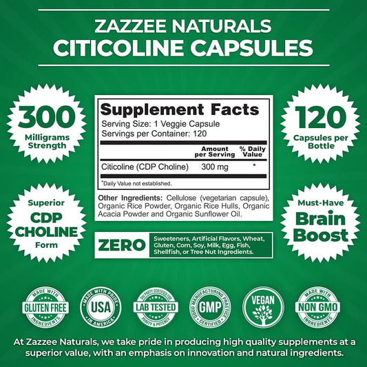 Zazzee Citicoline Cdp Choline Capsules And Alpha Gpc Choline Capsules