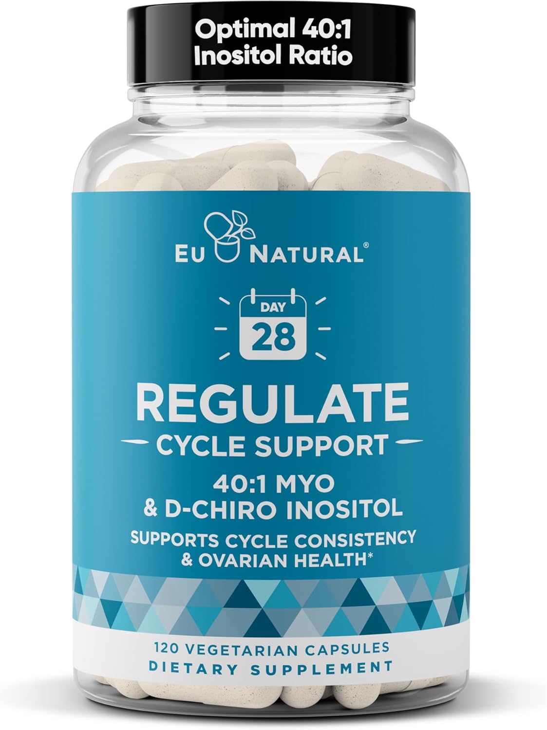 Regulate Cycle Support – Hormone Balance For Women At Optimal 40:1 Myo-Inositol & D-Chiro Inositol – Supplement For Period Consistency, Menstrual & Ovulation Support – 120 Vegan Soft Capsules